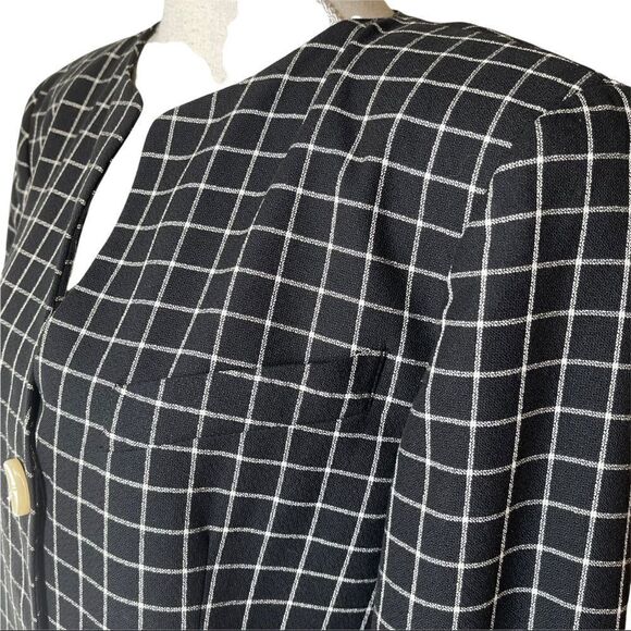 Alvin Bell New York Vintage B&W Plaid Blazer Size 10 - Picture 7 of 14